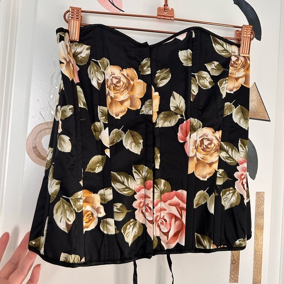 Corset Lace Up Back Metal Clasps Floral Design sweetheart fairycore regencycore - Picture 1 of 5